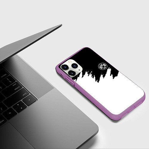 Чехол iPhone 11 Pro матовый Borussia краски белые / 3D-Фиолетовый – фото 3