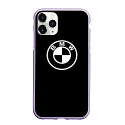 Чехол iPhone 11 Pro матовый BMW белое лого, цвет: 3D-светло-сиреневый