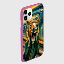 Чехол iPhone 11 Pro матовый Лошадь кричит на картине Эдварда Мунка, цвет: 3D-фиолетовый — фото 2