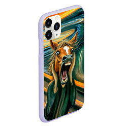 Чехол iPhone 11 Pro матовый Лошадь кричит на картине Эдварда Мунка, цвет: 3D-светло-сиреневый — фото 2