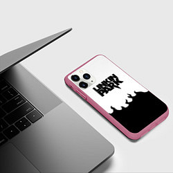 Чехол iPhone 11 Pro матовый Linkin park rock fire, цвет: 3D-малиновый — фото 2
