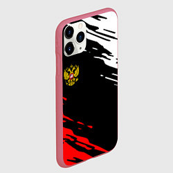 Чехол iPhone 11 Pro матовый Герб РФ краски текстура абстрактные, цвет: 3D-малиновый — фото 2