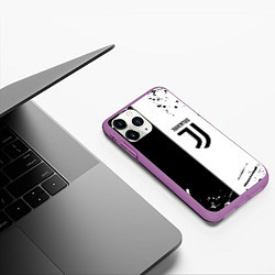 Чехол iPhone 11 Pro матовый Juventus краски текстура спорт, цвет: 3D-фиолетовый — фото 2