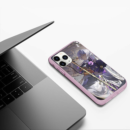 Чехол iPhone 11 Pro матовый Honkai Star Rail Robin поёт за микрофоном / 3D-Розовый – фото 3