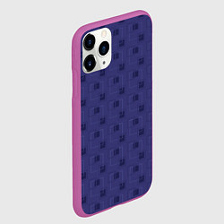 Чехол iPhone 11 Pro матовый Тёмный сиреневый паттерн квадраты, цвет: 3D-фиолетовый — фото 2