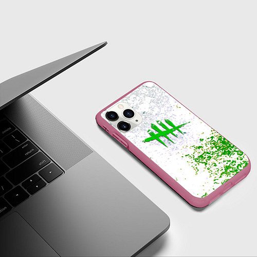 Чехол iPhone 11 Pro матовый Dead by daylight краски / 3D-Малиновый – фото 3