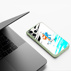 Чехол iPhone 11 Pro матовый Portal краски текстура гейм, цвет: 3D-салатовый — фото 2