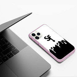 Чехол iPhone 11 Pro матовый Sally face разводы красок блэк, цвет: 3D-розовый — фото 2