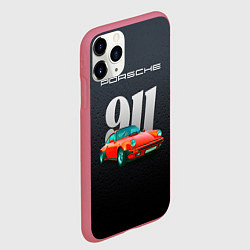 Чехол iPhone 11 Pro матовый Porsche 911 немецкий спортивный автомобиль, цвет: 3D-малиновый — фото 2