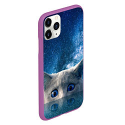 Чехол iPhone 11 Pro матовый Космический кошак, цвет: 3D-фиолетовый — фото 2