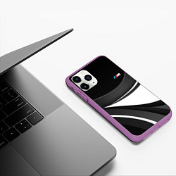 Чехол iPhone 11 Pro матовый BMW M - монохромный, цвет: 3D-фиолетовый — фото 2