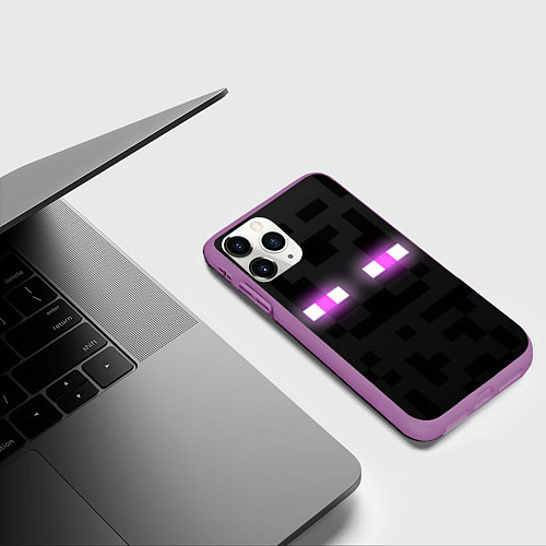 Чехол iPhone 11 Pro матовый Эндермен майнкрафт / 3D-Фиолетовый – фото 3
