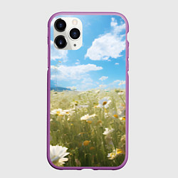 Чехол iPhone 11 Pro матовый Ромашковое поле, цвет: 3D-фиолетовый