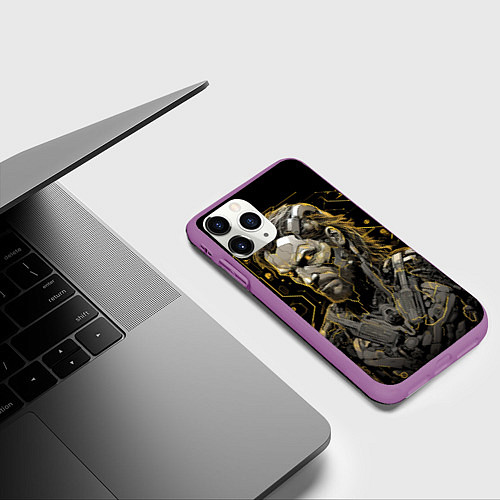 Чехол iPhone 11 Pro матовый Venom Snake cyber Metal gear game / 3D-Фиолетовый – фото 3