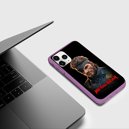 Чехол iPhone 11 Pro матовый Веном Снейк из игры Metal gear / 3D-Фиолетовый – фото 3