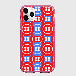 Чехол iPhone 11 Pro матовый Красные и синие пуговицы, цвет: 3D-малиновый