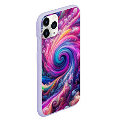 Чехол iPhone 11 Pro матовый Абстракция, водоворот из ярких красок, цвет: 3D-светло-сиреневый — фото 2