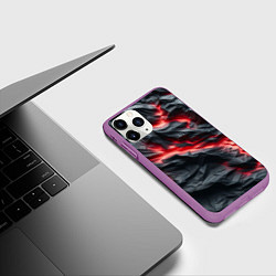 Чехол iPhone 11 Pro матовый Раскаленная лава на горных камнях, цвет: 3D-фиолетовый — фото 2