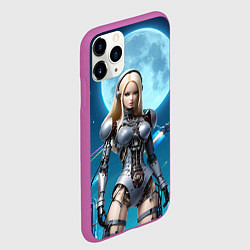Чехол iPhone 11 Pro матовый Кибер Барби из будущего под луной - нейросеть, цвет: 3D-фиолетовый — фото 2
