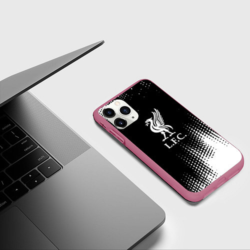 Чехол iPhone 11 Pro матовый Liverpool краски / 3D-Малиновый – фото 3