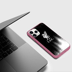 Чехол iPhone 11 Pro матовый Liverpool краски, цвет: 3D-малиновый — фото 2
