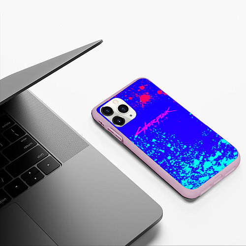 Чехол iPhone 11 Pro матовый Cyberpunk neon steel / 3D-Розовый – фото 3