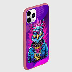 Чехол iPhone 11 Pro матовый Стильная сова в одежде, цвет: 3D-малиновый — фото 2