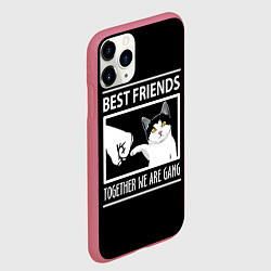 Чехол iPhone 11 Pro матовый Лучшие друзья человек икот, цвет: 3D-малиновый — фото 2