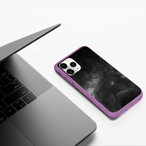 Чехол iPhone 11 Pro матовый Монохромный космос / 3D-Фиолетовый – фото 3