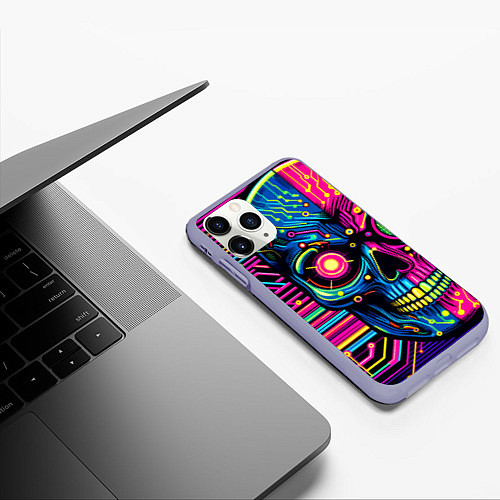 Чехол iPhone 11 Pro матовый Pop art skull - ai art / 3D-Светло-сиреневый – фото 3