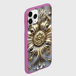 Чехол iPhone 11 Pro матовый Классические узоры бело-золотые узоры, цвет: 3D-фиолетовый — фото 2