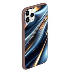 Чехол iPhone 11 Pro матовый Синяя обтекаемая текстура, цвет: 3D-коричневый — фото 2
