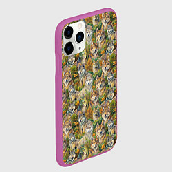 Чехол iPhone 11 Pro матовый Паттерн волчьих морд, цвет: 3D-фиолетовый — фото 2