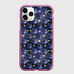 Чехол iPhone 11 Pro матовый Волчий стиль дизайн с мордами волков, цвет: 3D-малиновый