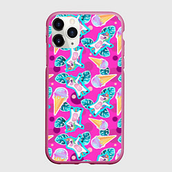 Чехол iPhone 11 Pro матовый Единорог с мороженым - dab dance, цвет: 3D-малиновый