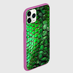 Чехол iPhone 11 Pro матовый Зеленая змеиная кожа, цвет: 3D-фиолетовый — фото 2