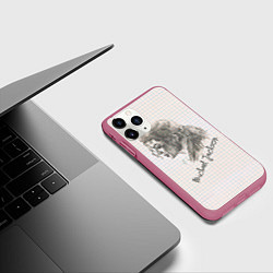 Чехол iPhone 11 Pro матовый Портрет Майкла Джексона рисунок карандашом, цвет: 3D-малиновый — фото 2