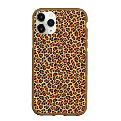 Чехол iPhone 11 Pro матовый Леопардовый узор текстура-шкура, цвет: 3D-коричневый