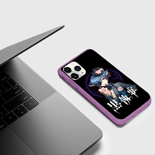 Чехол iPhone 11 Pro матовый Граф Сиэль Фантомхайв Тёмный дворецкий / 3D-Фиолетовый – фото 3
