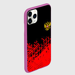 Чехол iPhone 11 Pro матовый Россия герб красные краски, цвет: 3D-фиолетовый — фото 2