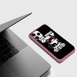Чехол iPhone 11 Pro матовый Кот - только плохие предчувствия, цвет: 3D-малиновый — фото 2