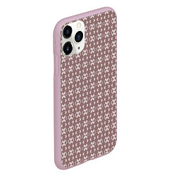 Чехол iPhone 11 Pro матовый Лепестки на кофейном, цвет: 3D-розовый — фото 2