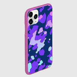 Чехол iPhone 11 Pro матовый Паттерн с розовыми фиолетовыми и голубыми пятнами, цвет: 3D-фиолетовый — фото 2