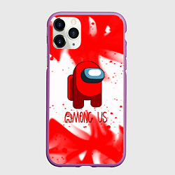 Чехол iPhone 11 Pro матовый Амонг ас красный огонь, цвет: 3D-фиолетовый