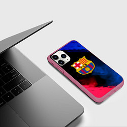 Чехол iPhone 11 Pro матовый Barcelona fc club gradient smoke, цвет: 3D-малиновый — фото 2