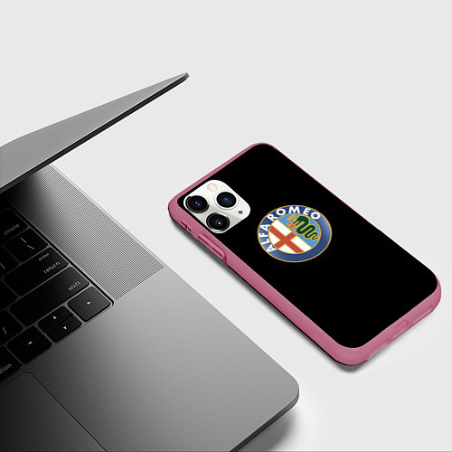 Чехол iPhone 11 Pro матовый Alfa romeo авто / 3D-Малиновый – фото 3