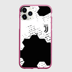 Чехол iPhone 11 Pro матовый Juventus hexagon black sport, цвет: 3D-малиновый