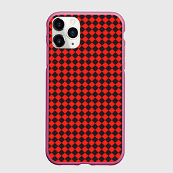 Чехол iPhone 11 Pro матовый Паттерн из квадратов, цвет: 3D-малиновый