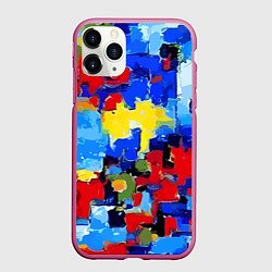 Чехол iPhone 11 Pro матовый Смелые мазки яркой краски - нейросеть, цвет: 3D-малиновый