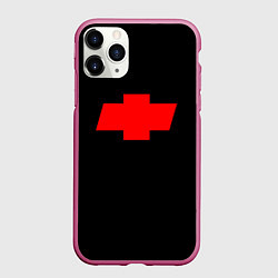 Чехол iPhone 11 Pro матовый Chevrolet red logo, цвет: 3D-малиновый